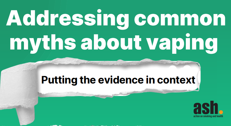 Green background - wording 'addressing common myth about vaping'