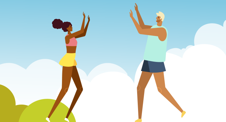 Man and women celebrating