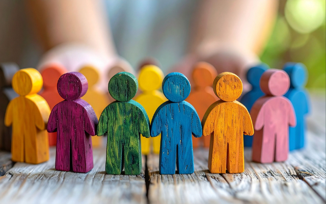 Colourful wooden figures