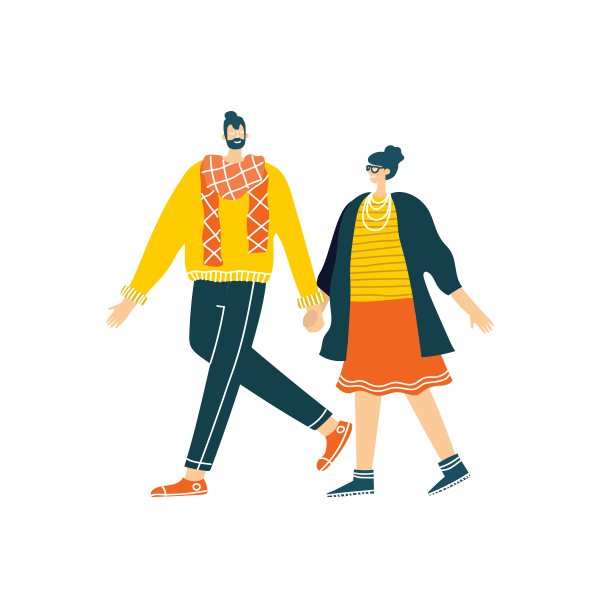 Illustration of two people holding hands
